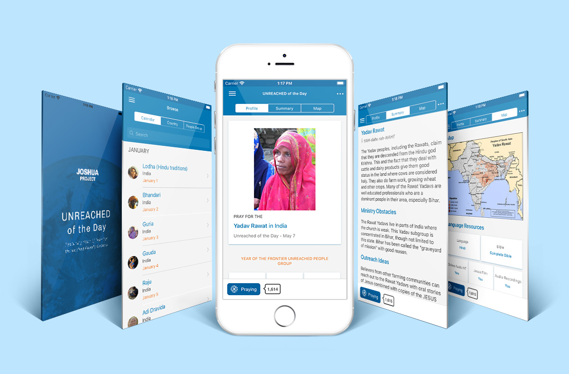 Screenshots of our mobile app